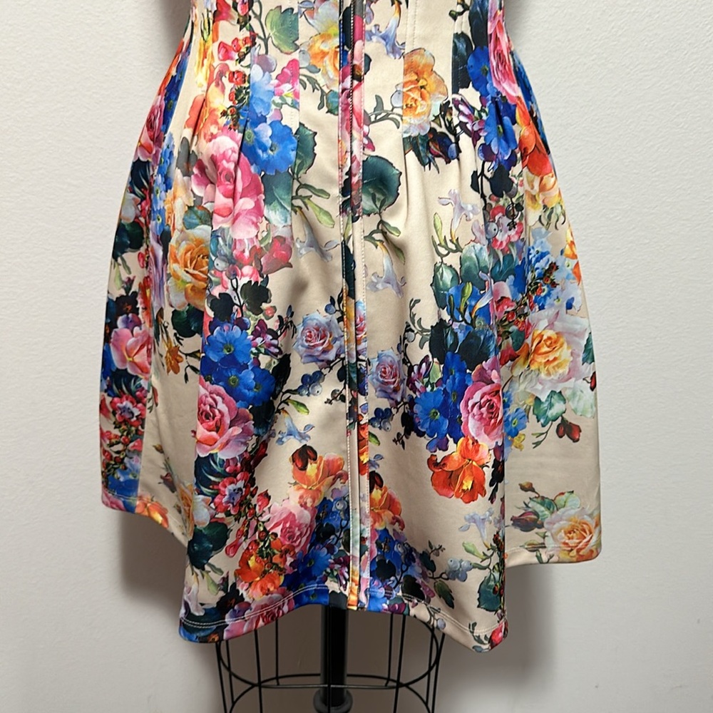 Betsey Johnson Blue Pink Sleeveless Fit and Flare Mini Dress - Picture 3 of 8